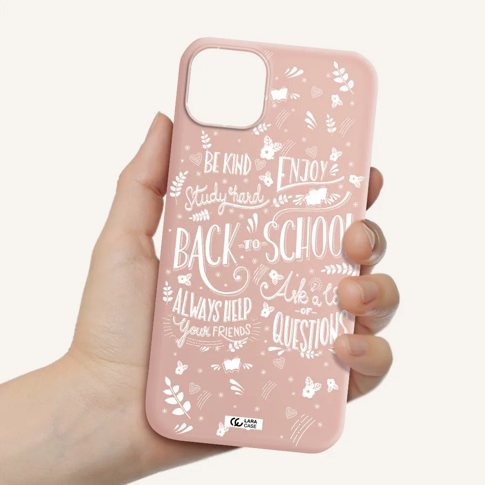 Back To School Apple iPhone 14 Silicone pastel pink Case