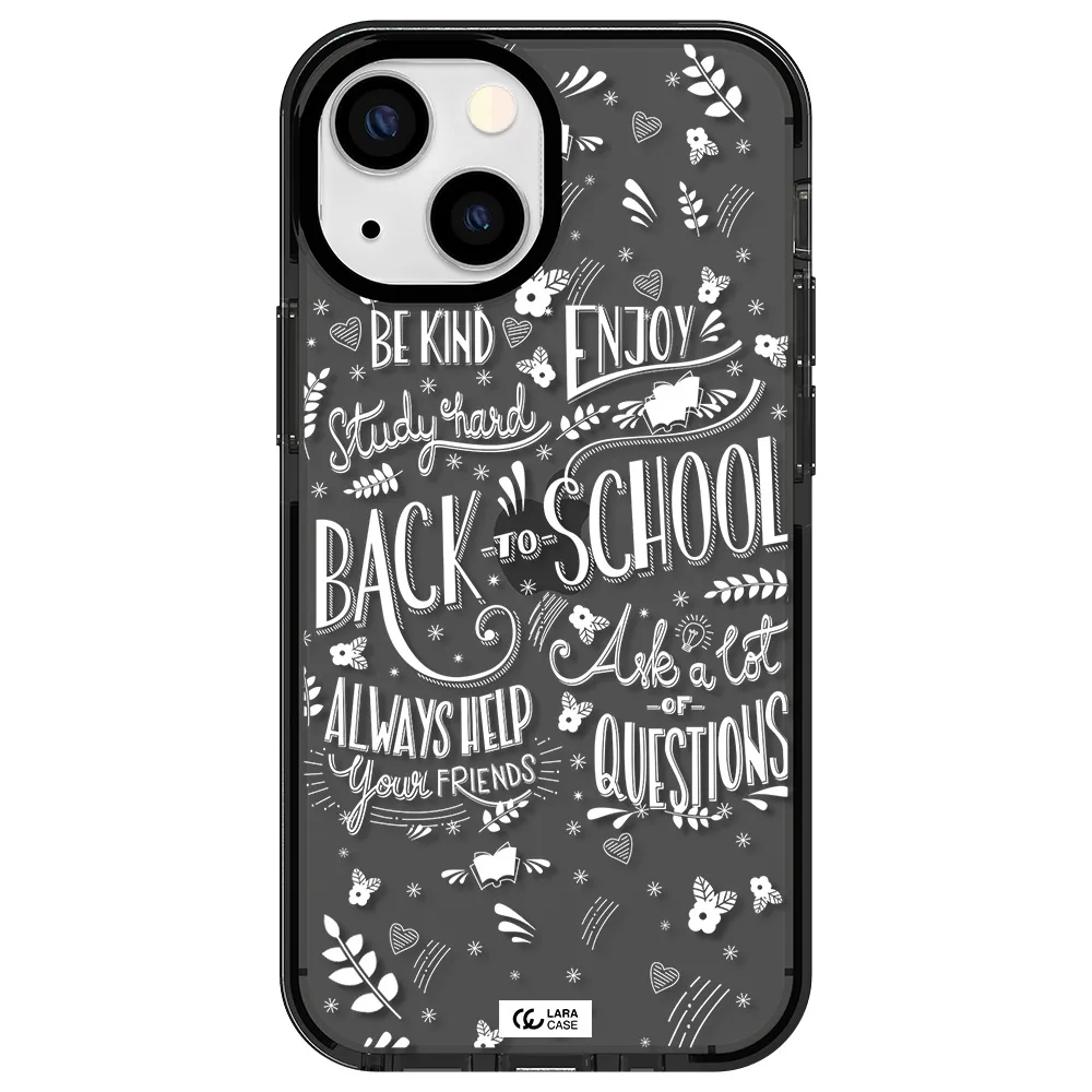Back To School Apple iPhone 15 impact Smoke Black Case