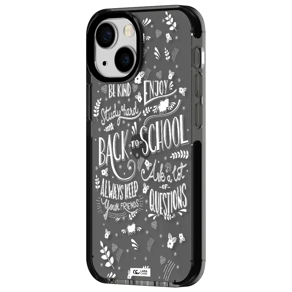 Back To School Apple iPhone 15 impact Smoke Black Case