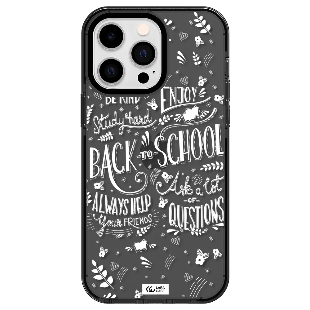 Back To School Apple iPhone 15 Pro Max impact Smoke Black Case