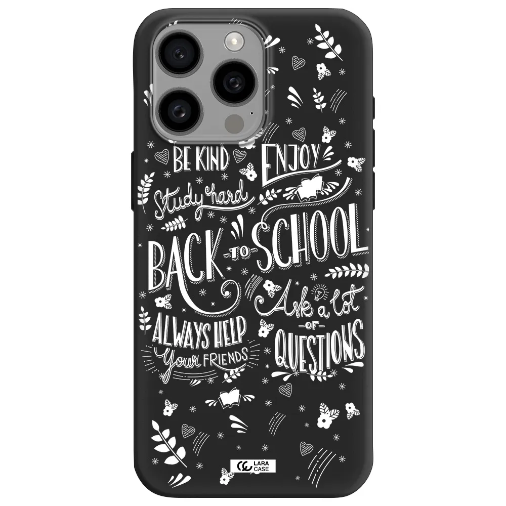 Back To School Apple Iphone 15 Pro max Silicone black Case