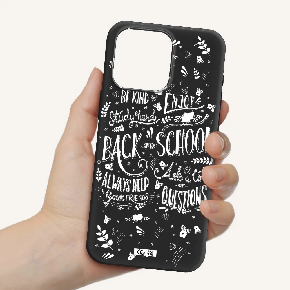 Back To School Apple Iphone 15 Pro max Silicone black Case