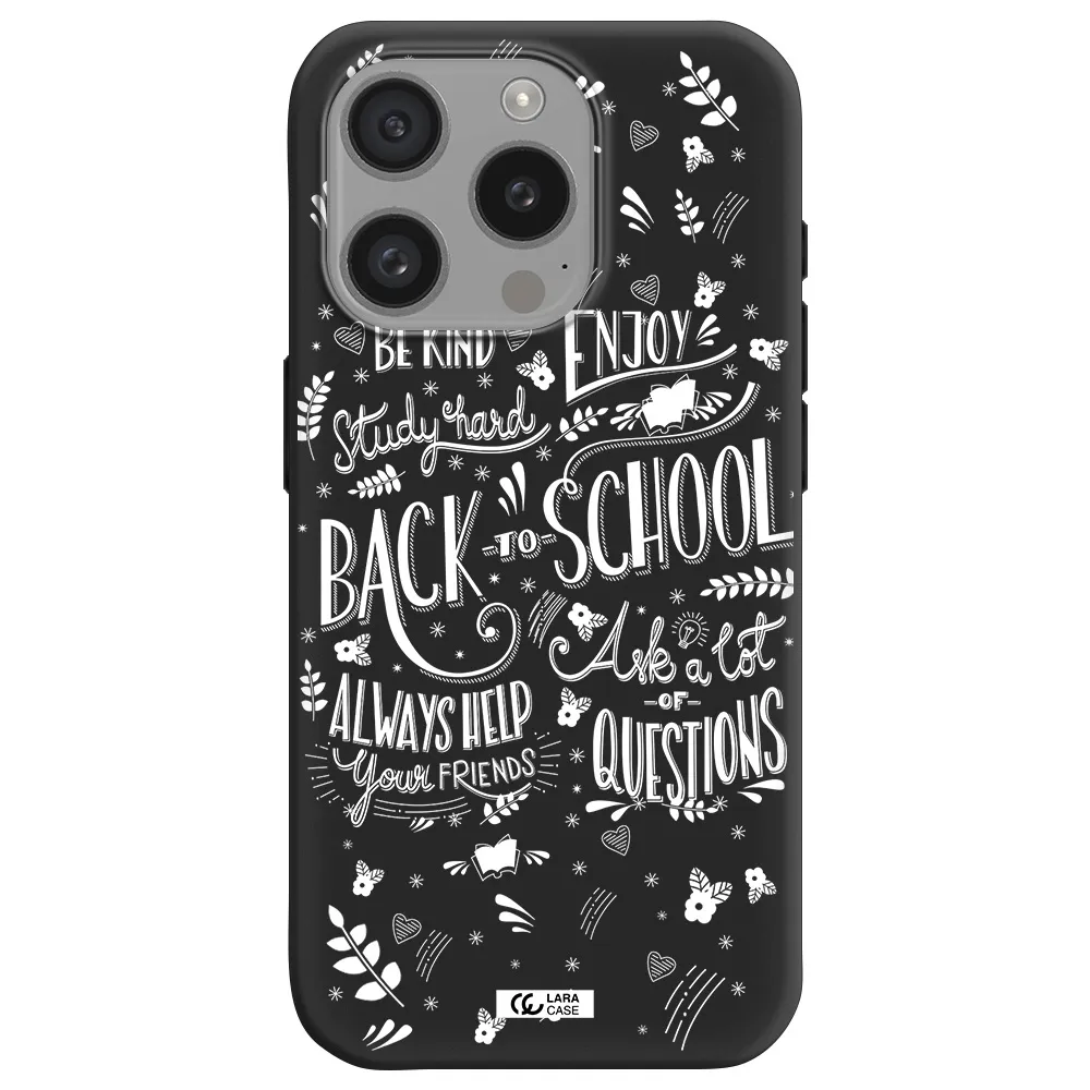 Back To School Apple Iphone 15 Pro Silicone Black Case