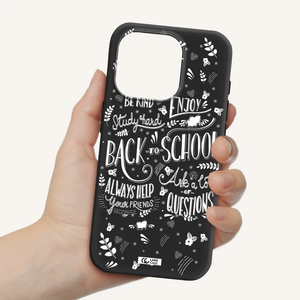 Back To School Apple Iphone 15 Pro Silicone Black Case