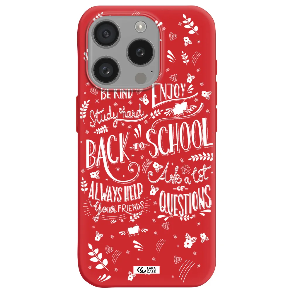 Back To School Apple Iphone 15 Pro Silicone Imperial Red Case