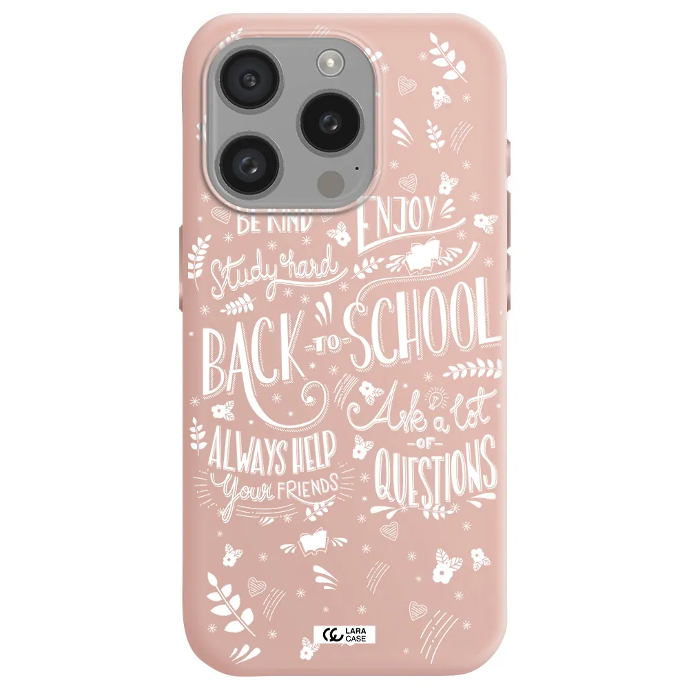 Back To School Apple Iphone 15 Pro Silicone Pastel Pink Case
