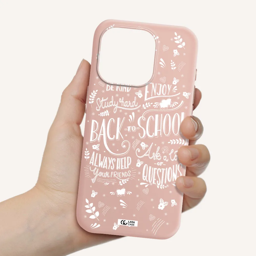 Back To School Apple Iphone 15 Pro Silicone Pastel Pink Case