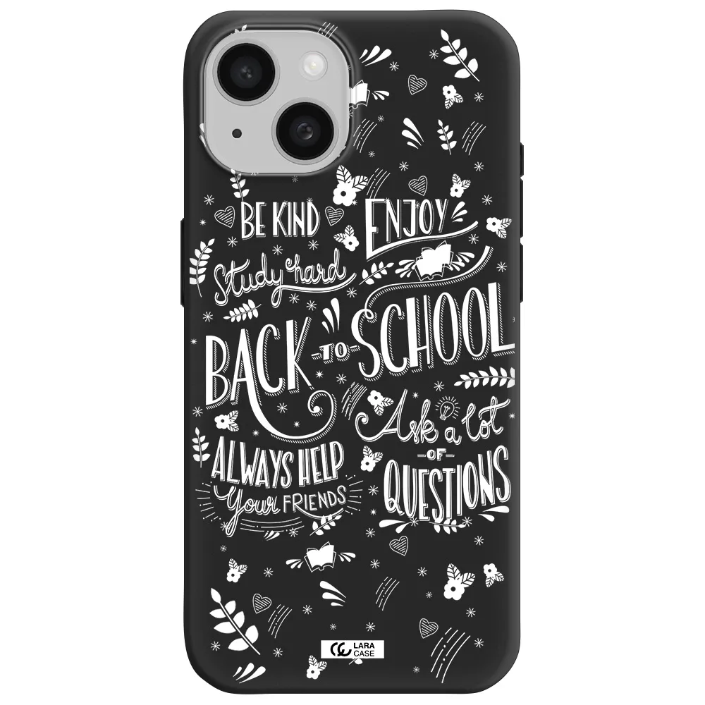 Back To School Apple iPhone 15 Silicone black Case