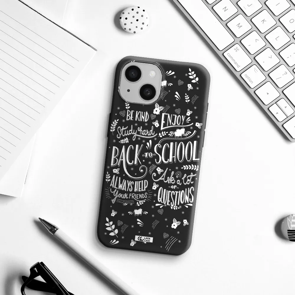 Back To School Apple iPhone 15 Silicone black Case