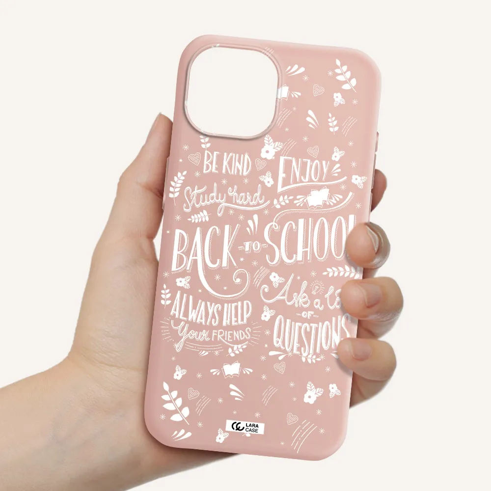 Back To School Apple Iphone 15 Silicone Pastel Pink Case