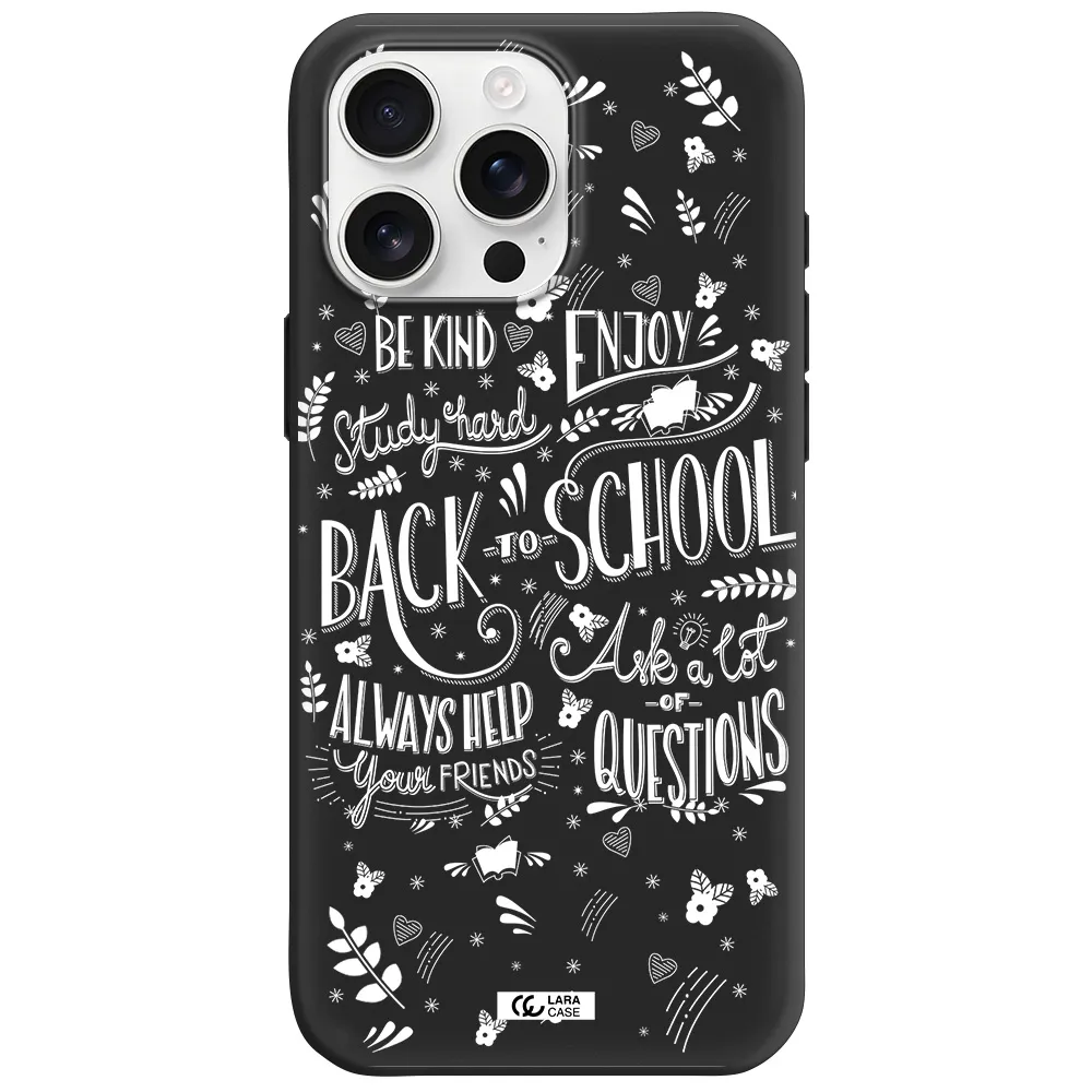 Back To School Apple Iphone 16 Pro Max Silicone Black Case