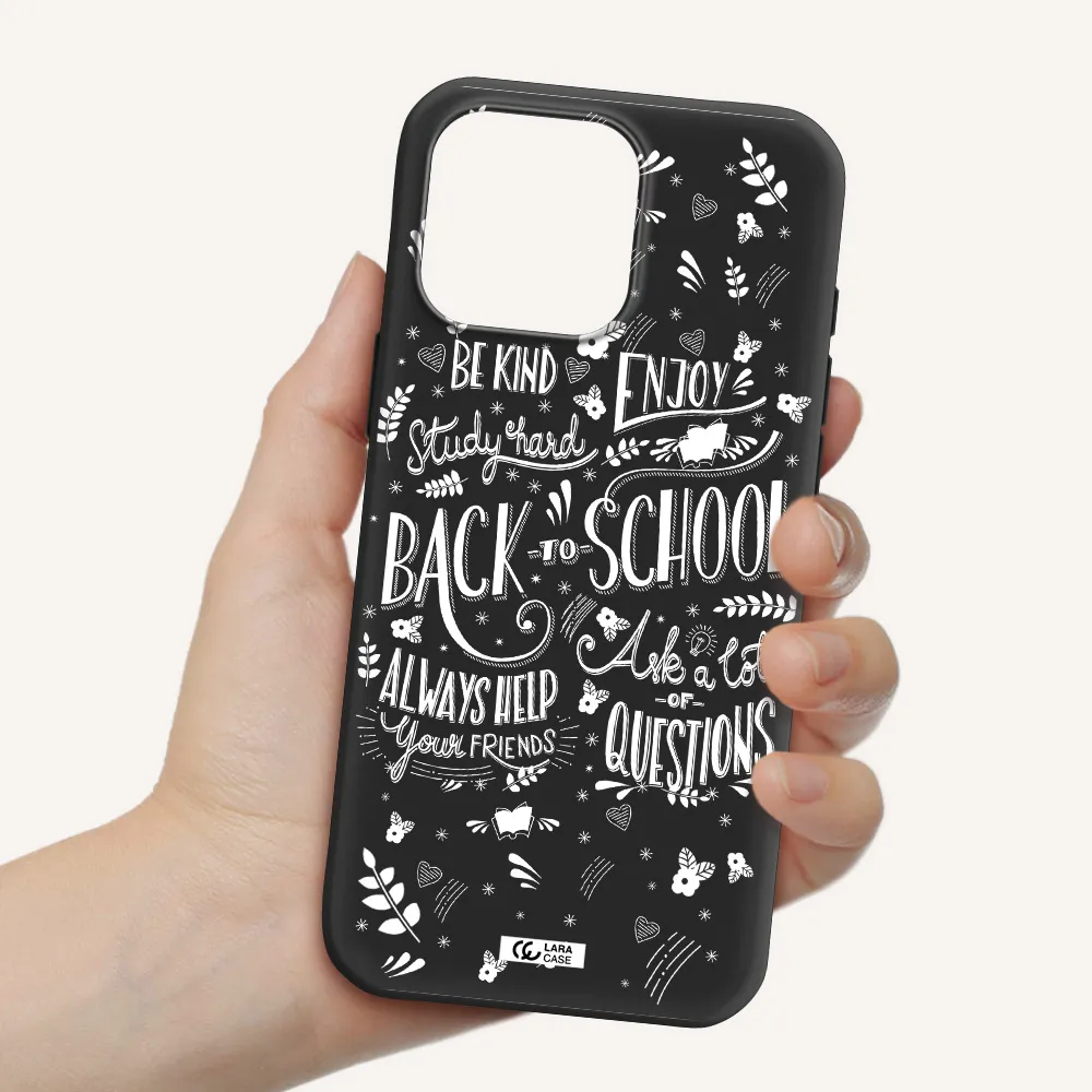 Back To School Apple Iphone 16 Pro Max Silicone Black Case