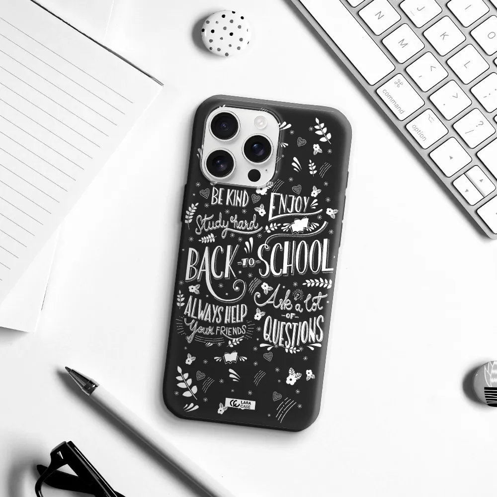 Back To School Apple Iphone 16 Pro Max Silicone Black Case