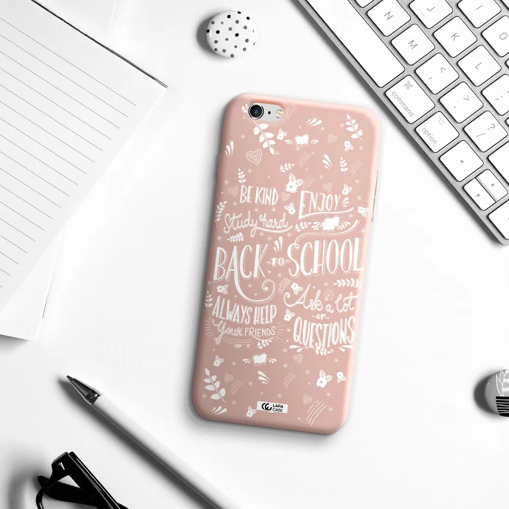 Back To School Apple iPhone 6 plus Silicone pastel pink Case