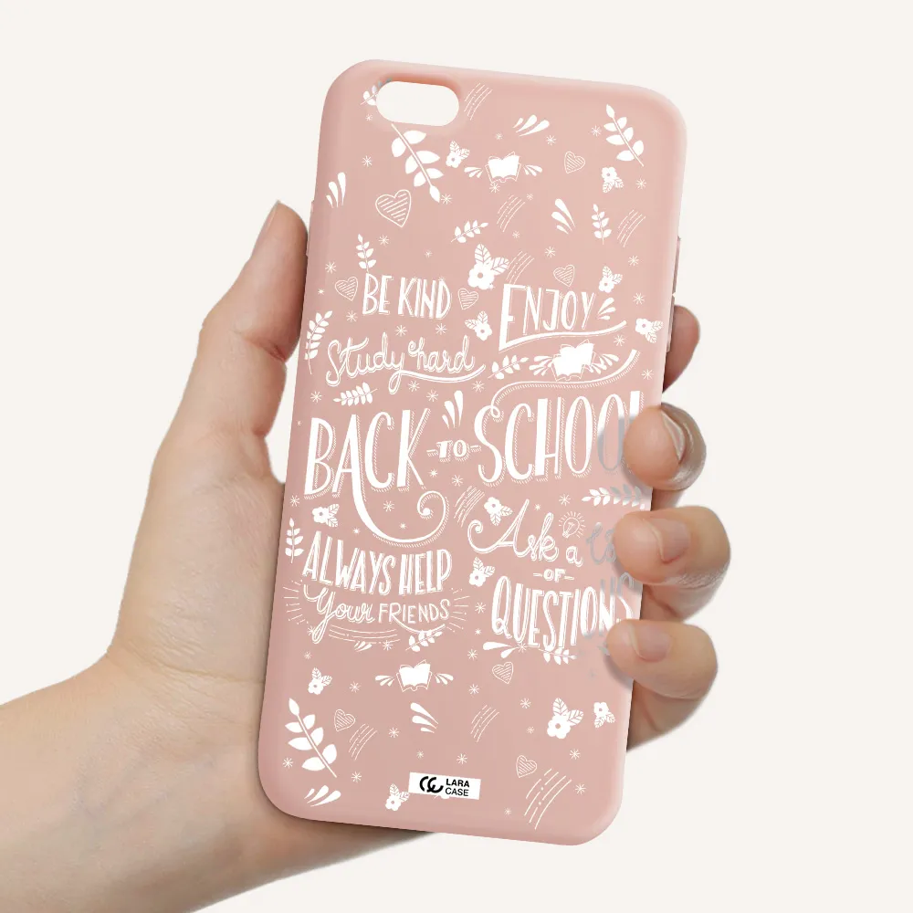 Back To School Apple iPhone 6 s plus Silicone pastel pink Case