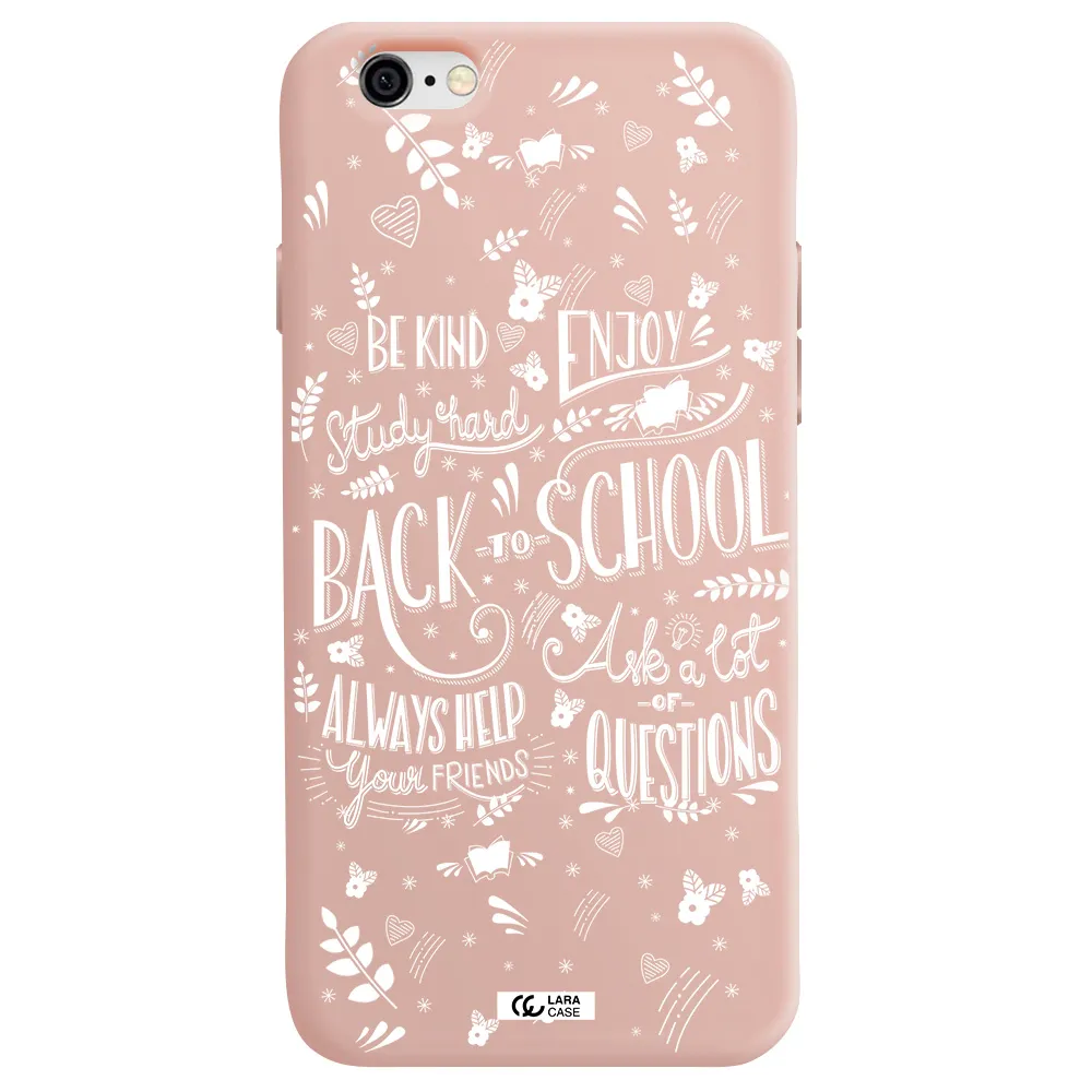 Back To School Apple iPhone 6 Silicone pastel pink Case