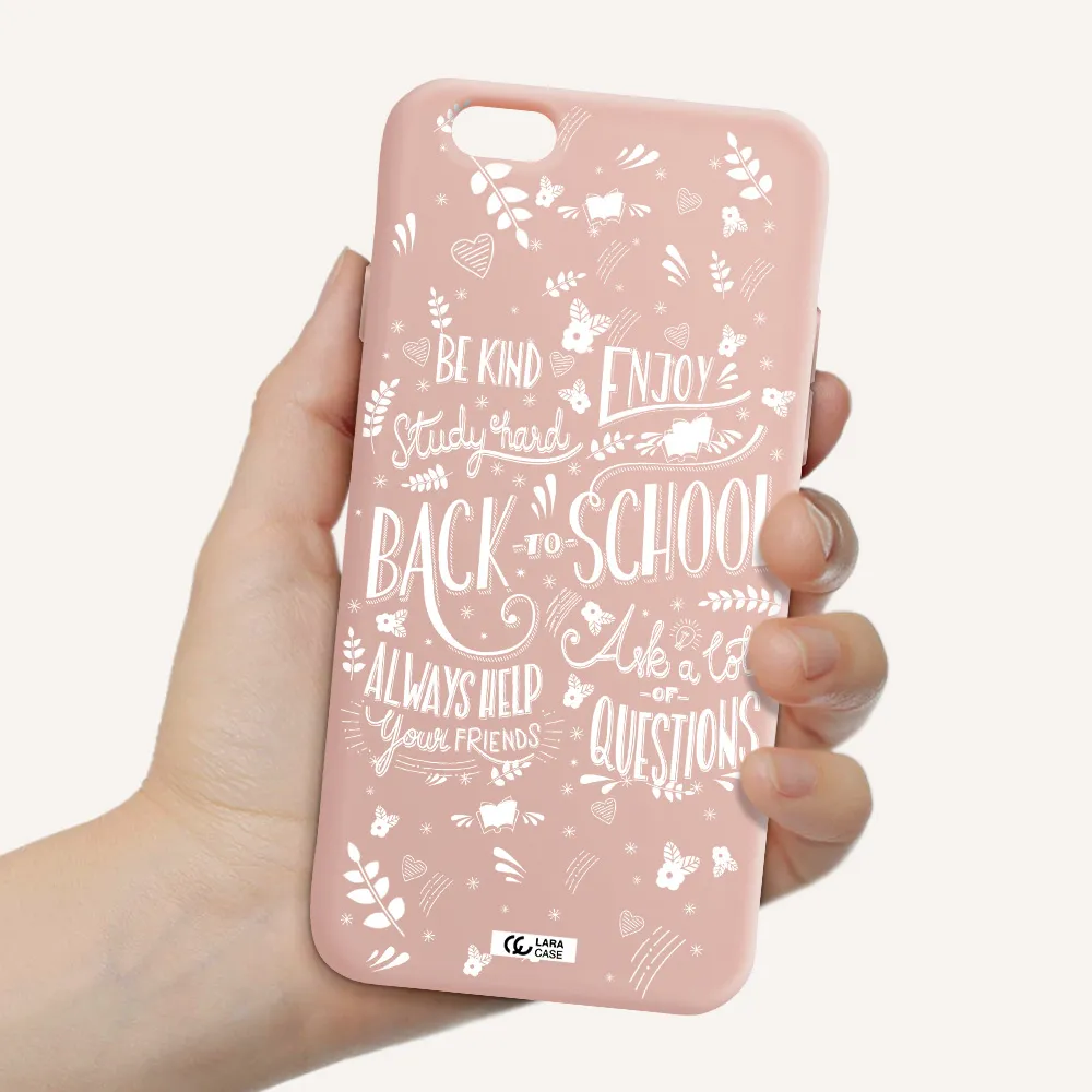 Back To School Apple iPhone 6 Silicone pastel pink Case