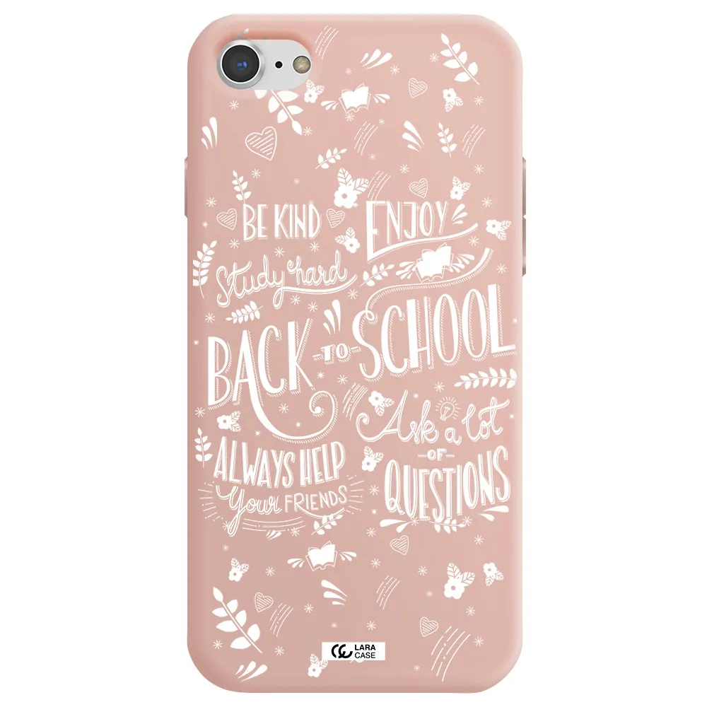 Back To School Apple iPhone 7 Silicone pastel pink Case