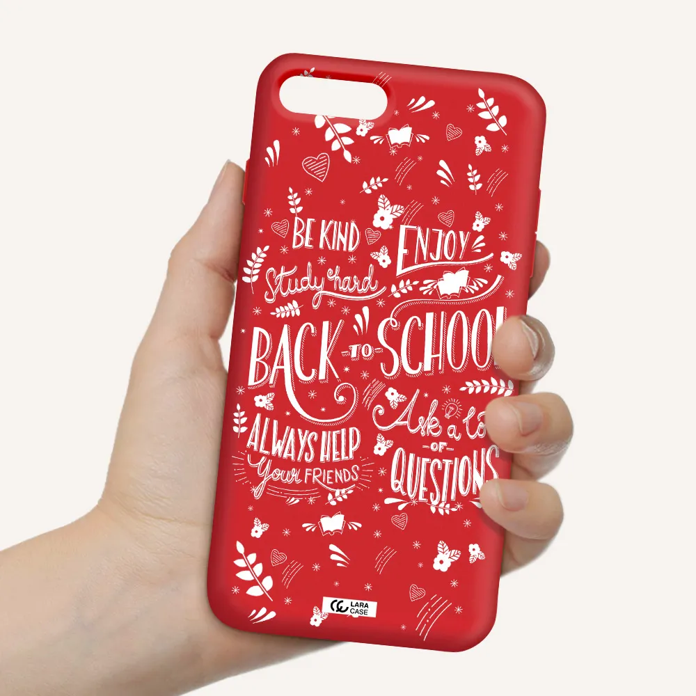 Back To School Apple iPhone 8 plus Silicone Imperial Red Case