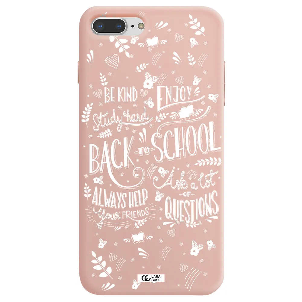 Back To School Apple iPhone 8 plus Silicone pastel pink Case