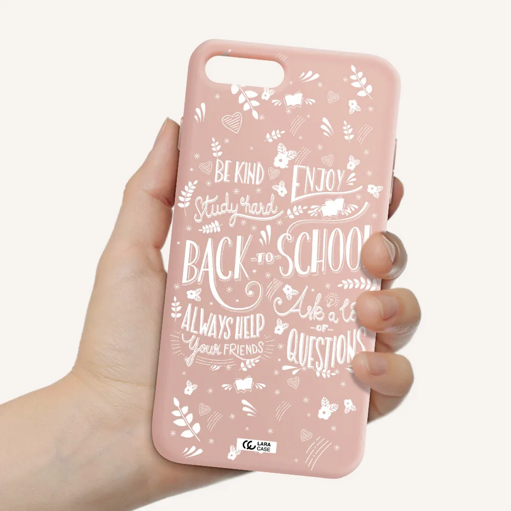 Back To School Apple iPhone 8 plus Silicone pastel pink Case