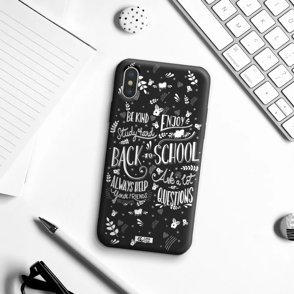 Back To School Apple iPhone X Silicone black Case