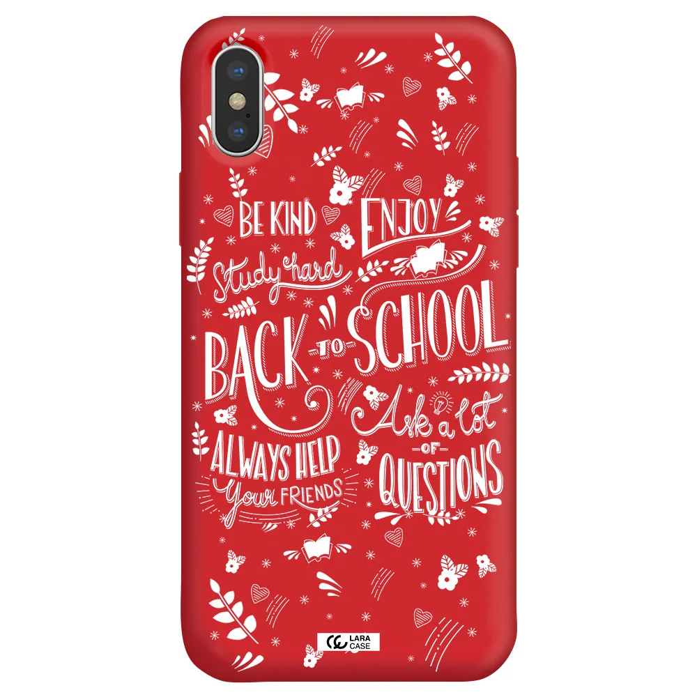 Back To School Apple iPhone X Silicone Imperial Red Case