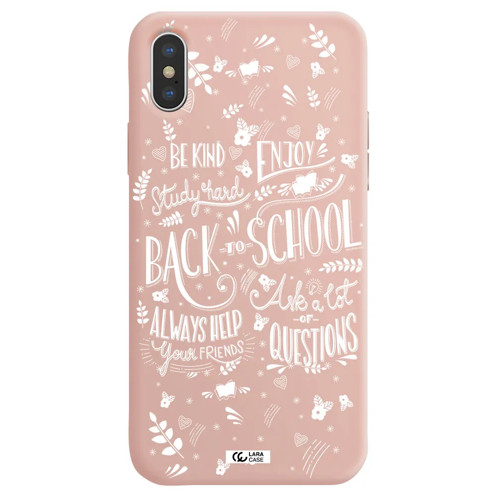 Back To School Apple iPhone X Silicone pastel pink Case