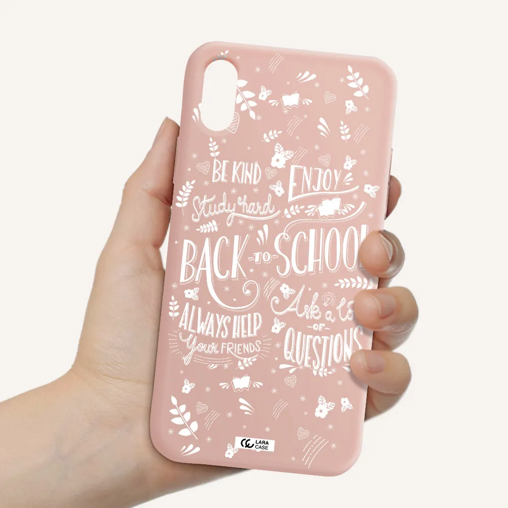 Back To School Apple iPhone X Silicone pastel pink Case