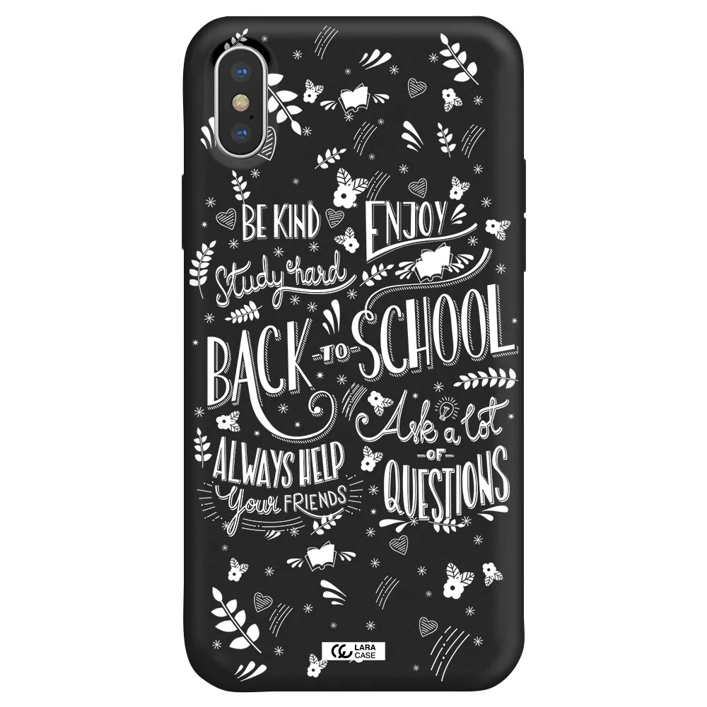 Back To School Apple iPhone XS Silicone black Case