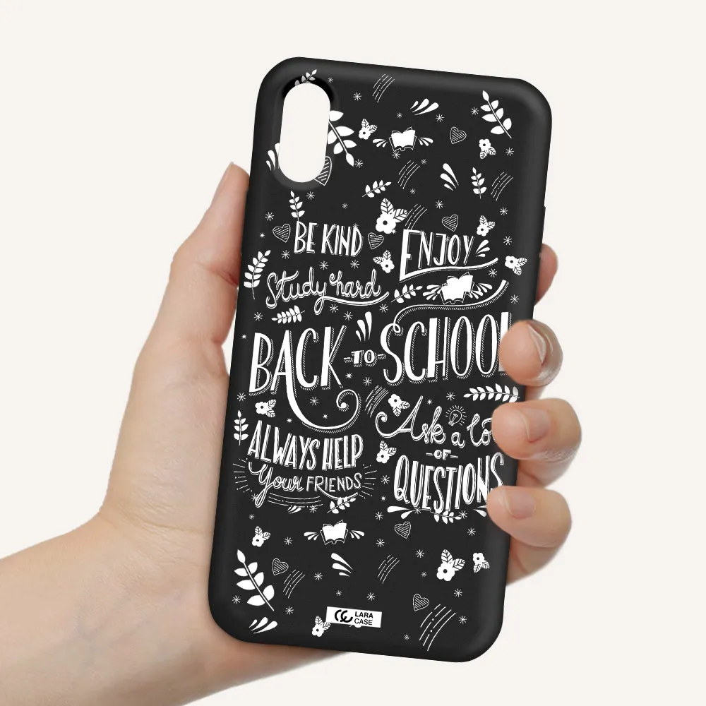 Back To School Apple iPhone XS Silicone black Case