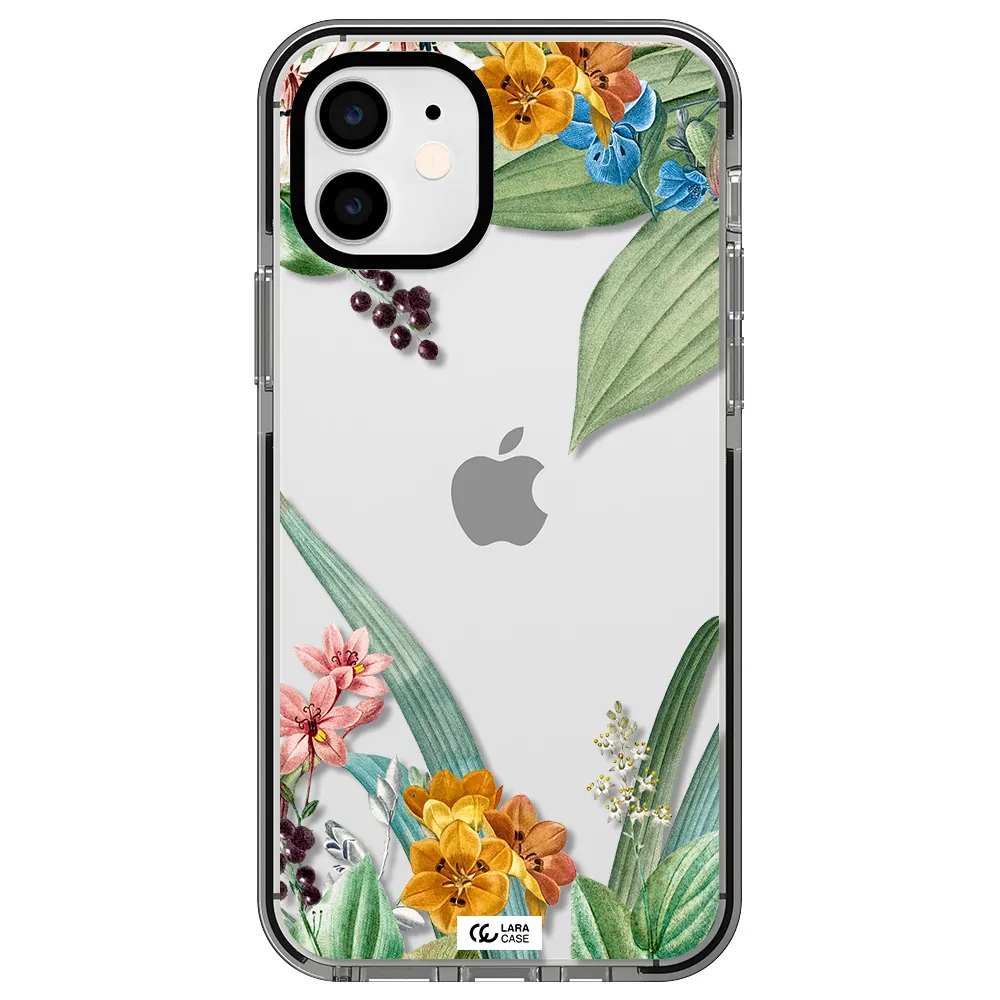Summer Flower Vector Apple iPhone 11 impact black border Case