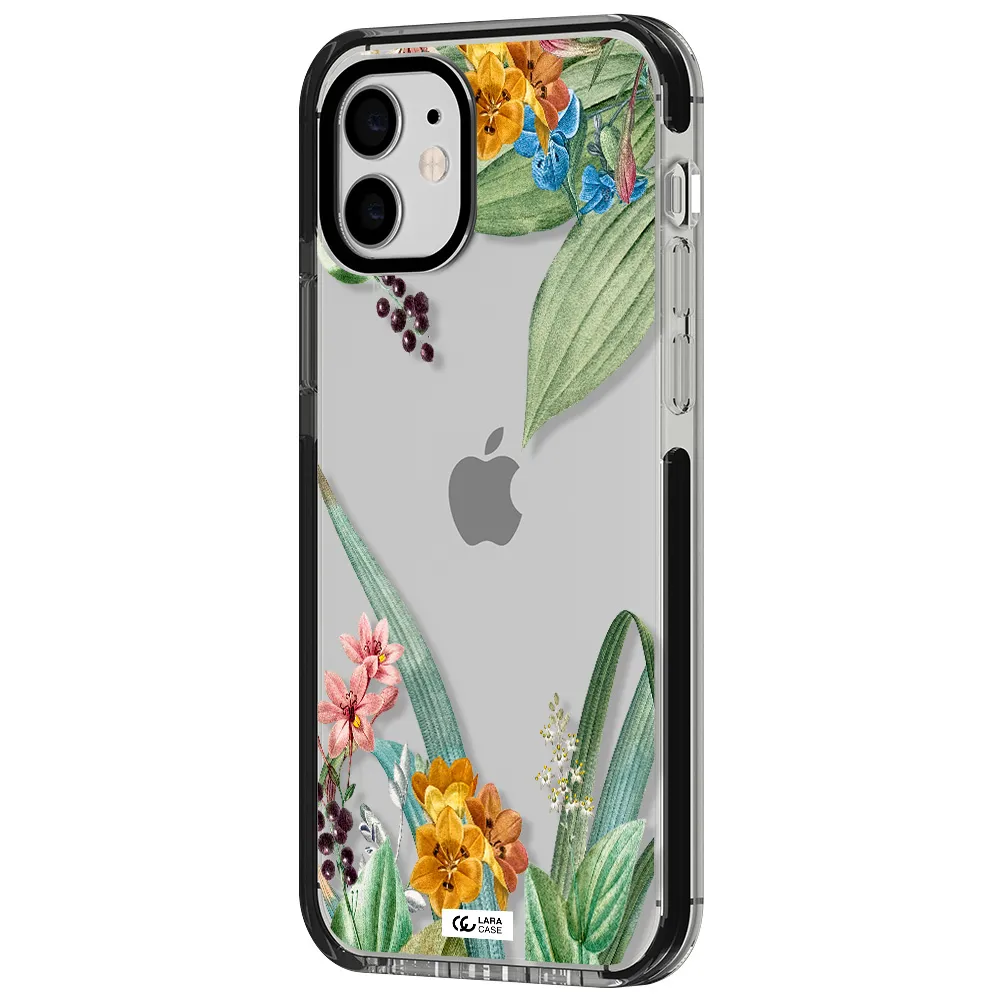 Summer Flower Vector Apple iPhone 11 impact black border Case