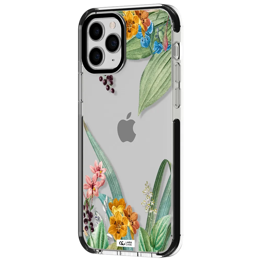 Summer Flower Vector Apple iPhone 11 pro max impact black border Case