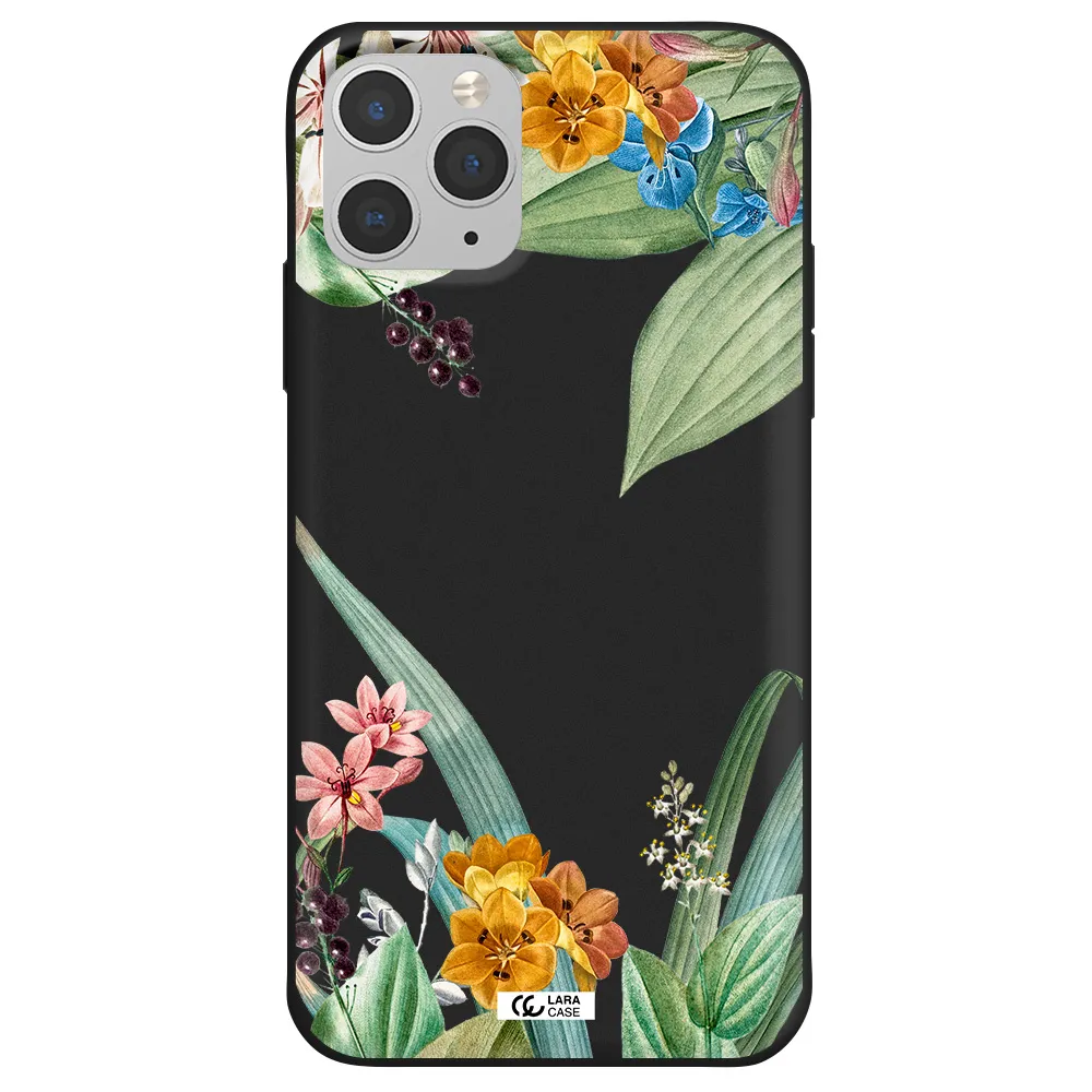 Summer Flower Vector Apple iPhone 11 pro max Silicone black Case