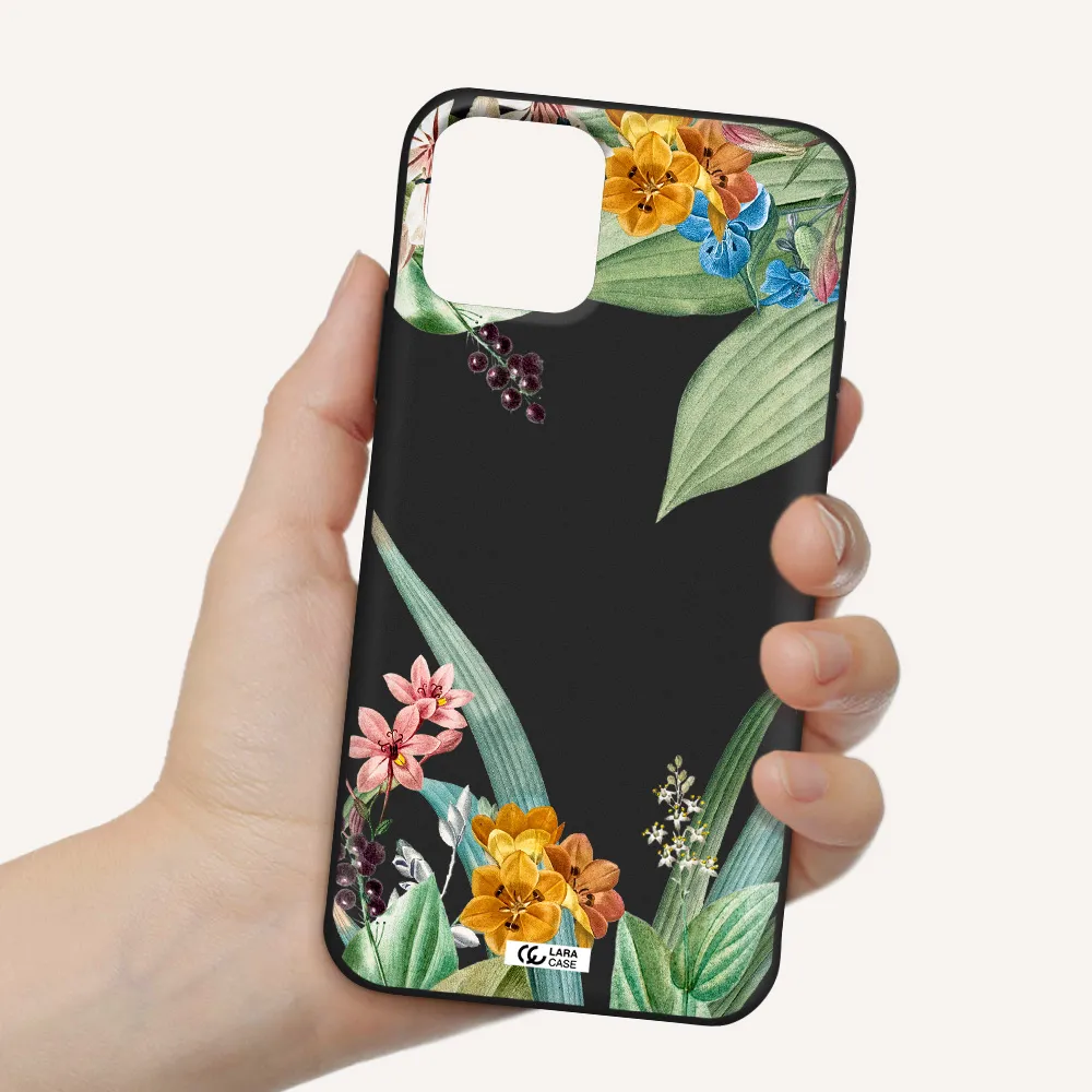 Summer Flower Vector Apple iPhone 11 pro max Silicone black Case