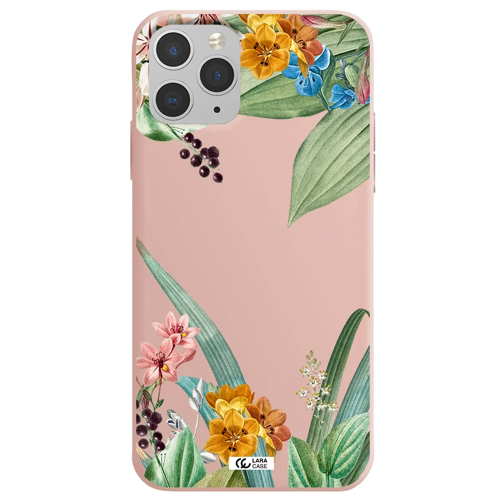 Summer Flower Vector Apple iPhone 11 pro Silicone pastel pink Case
