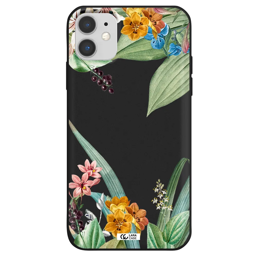 Summer Flower Vector Apple iPhone 11 Silicone black Case
