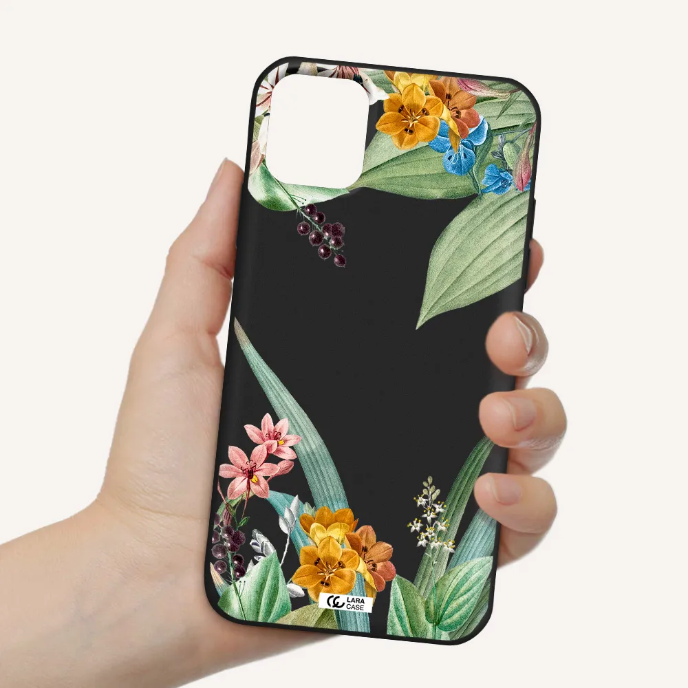 Summer Flower Vector Apple iPhone 11 Silicone black Case