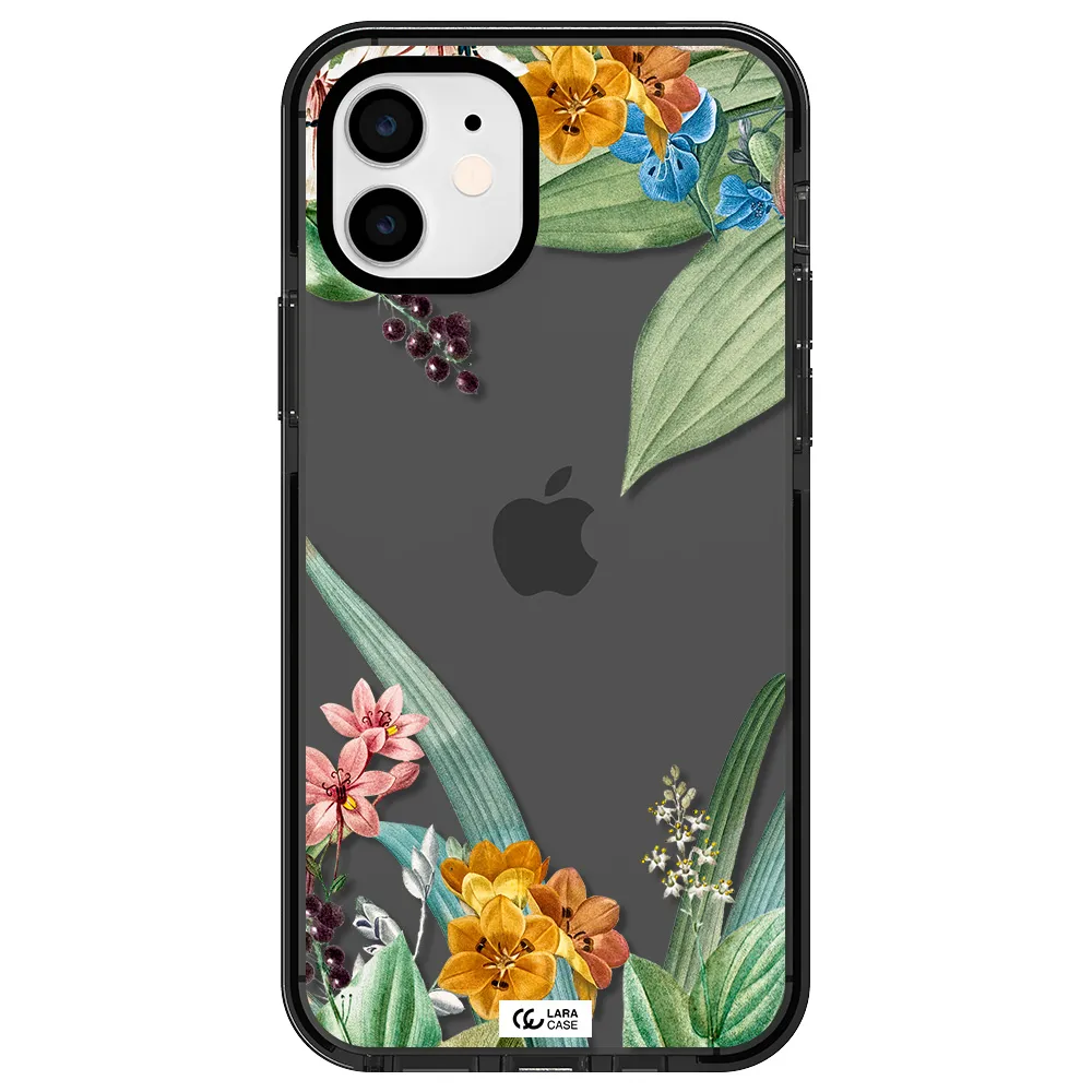 Summer Flower Vector Apple iPhone 12 impact Smoke Black Case