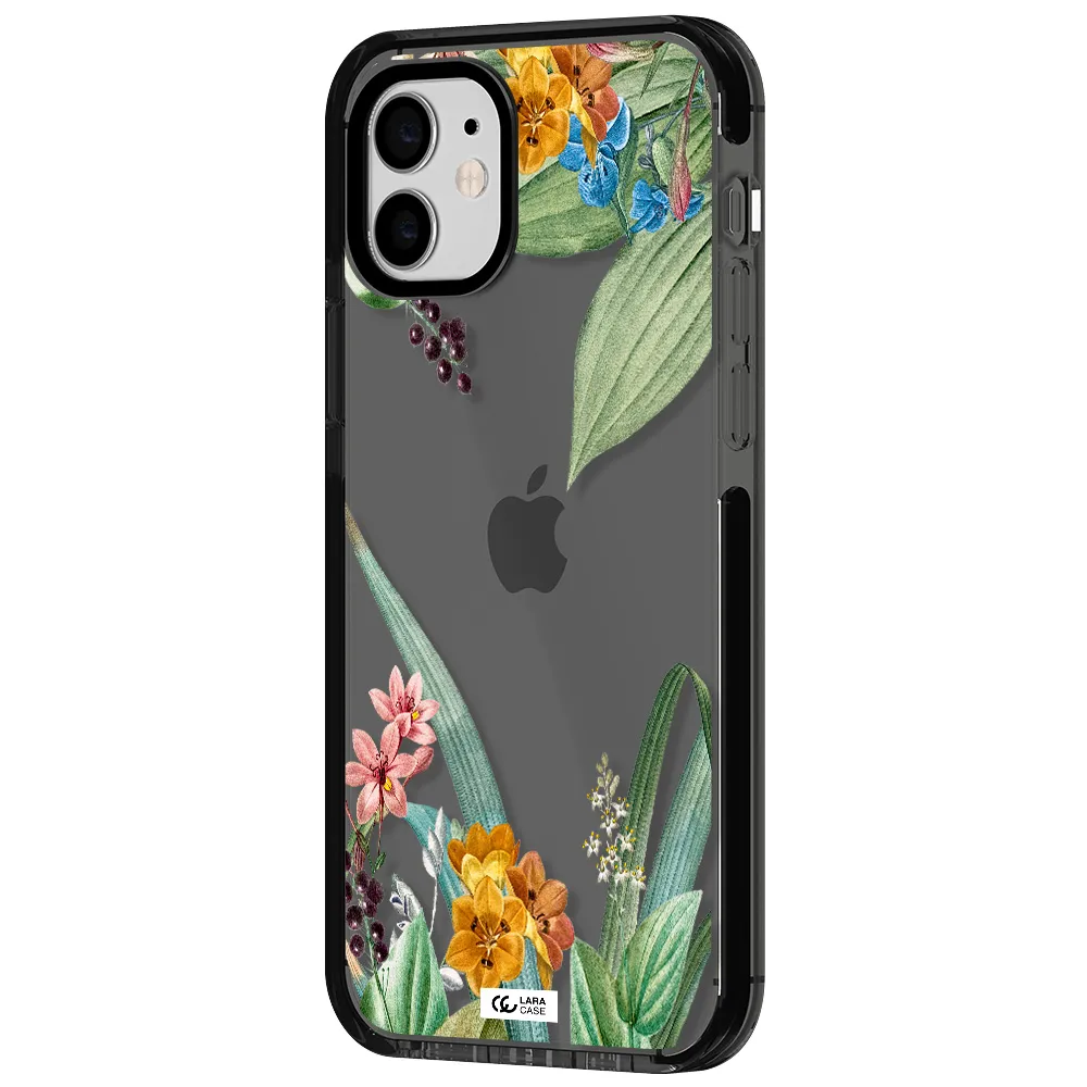 Summer Flower Vector Apple iPhone 12 impact Smoke Black Case
