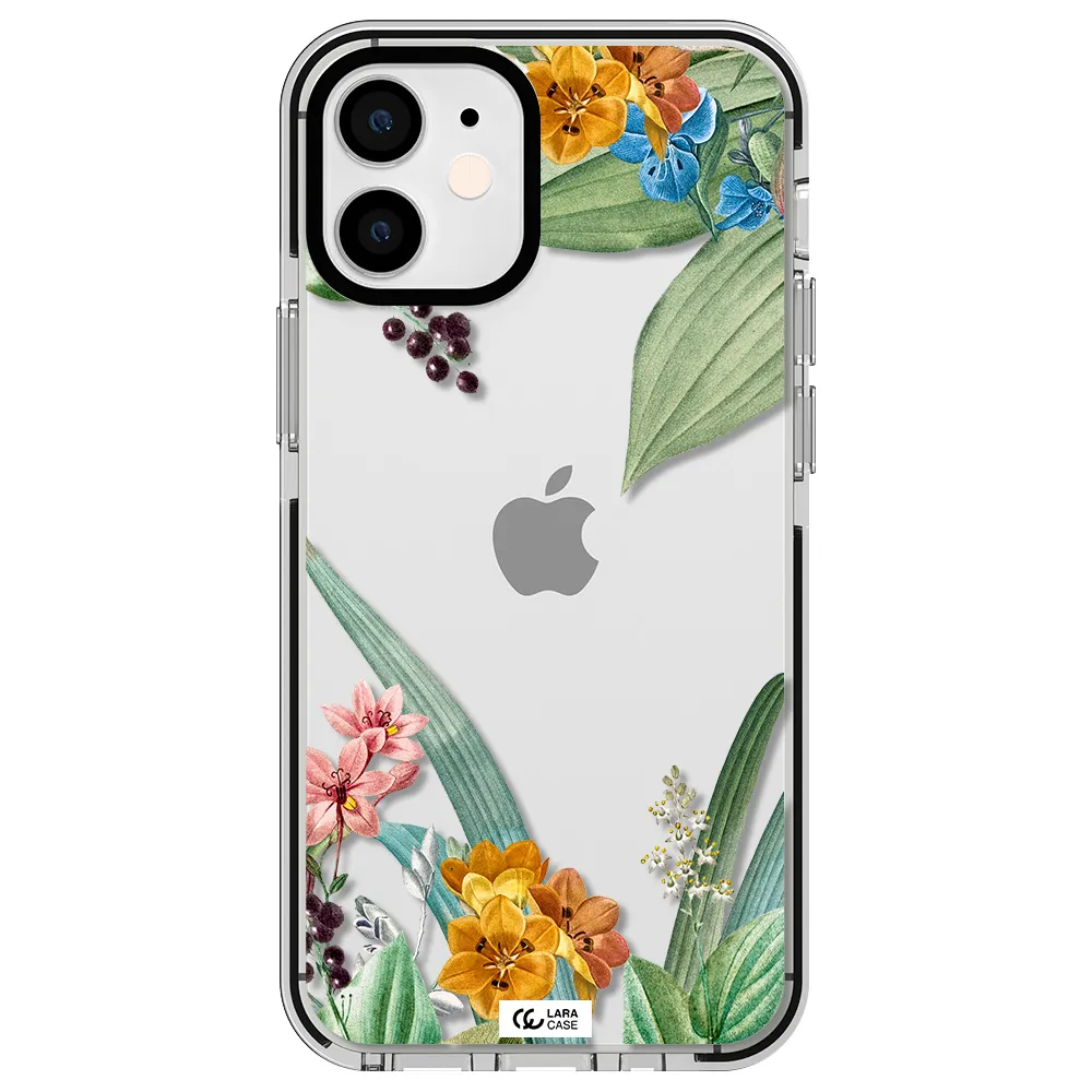 Summer Flower Vector Apple iPhone 12 mini impact black border Case