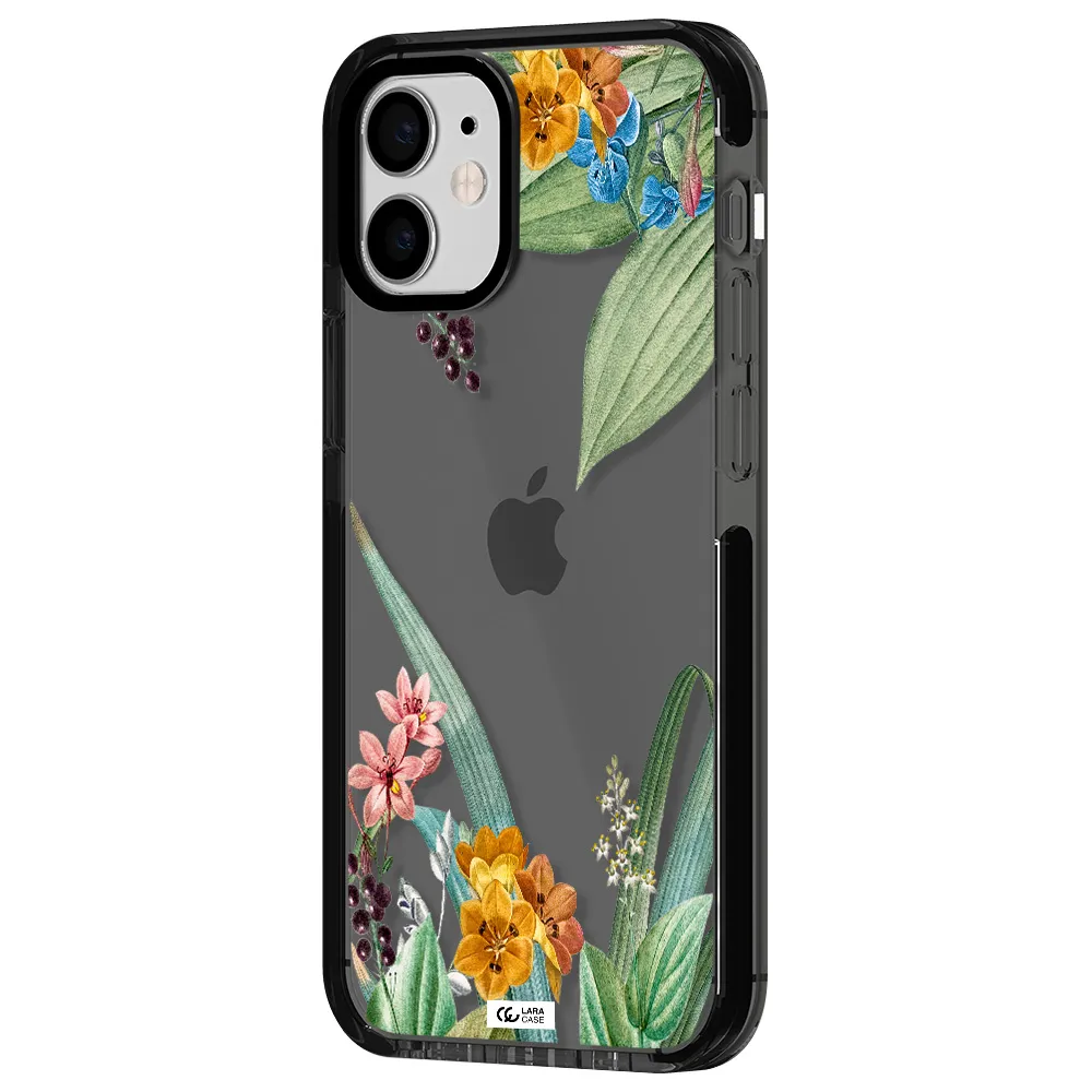 Summer Flower Vector Apple iPhone 12 mini impact Smoke Black Case