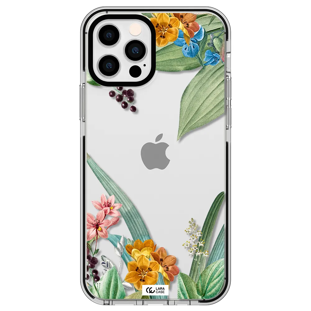 Summer Flower Vector Apple iPhone 12 pro impact black border Case