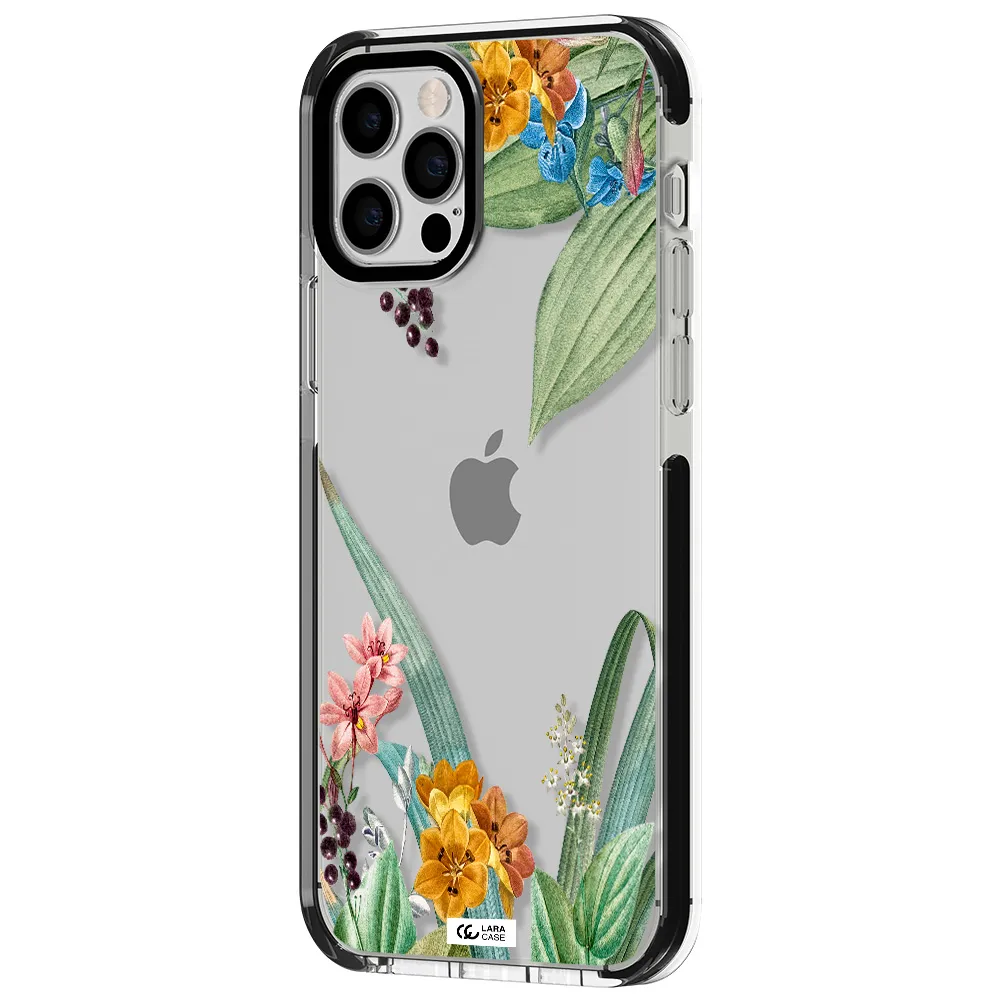 Summer Flower Vector Apple iPhone 12 pro impact black border Case