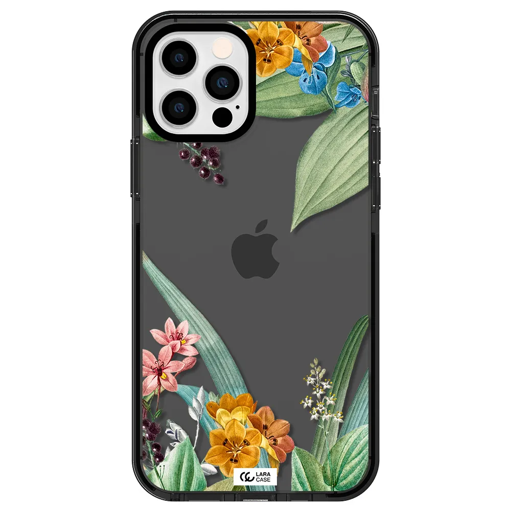 Summer Flower Vector Apple iPhone 12 pro impact Smoke Black Case