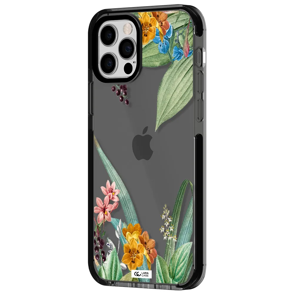 Summer Flower Vector Apple iPhone 12 pro impact Smoke Black Case