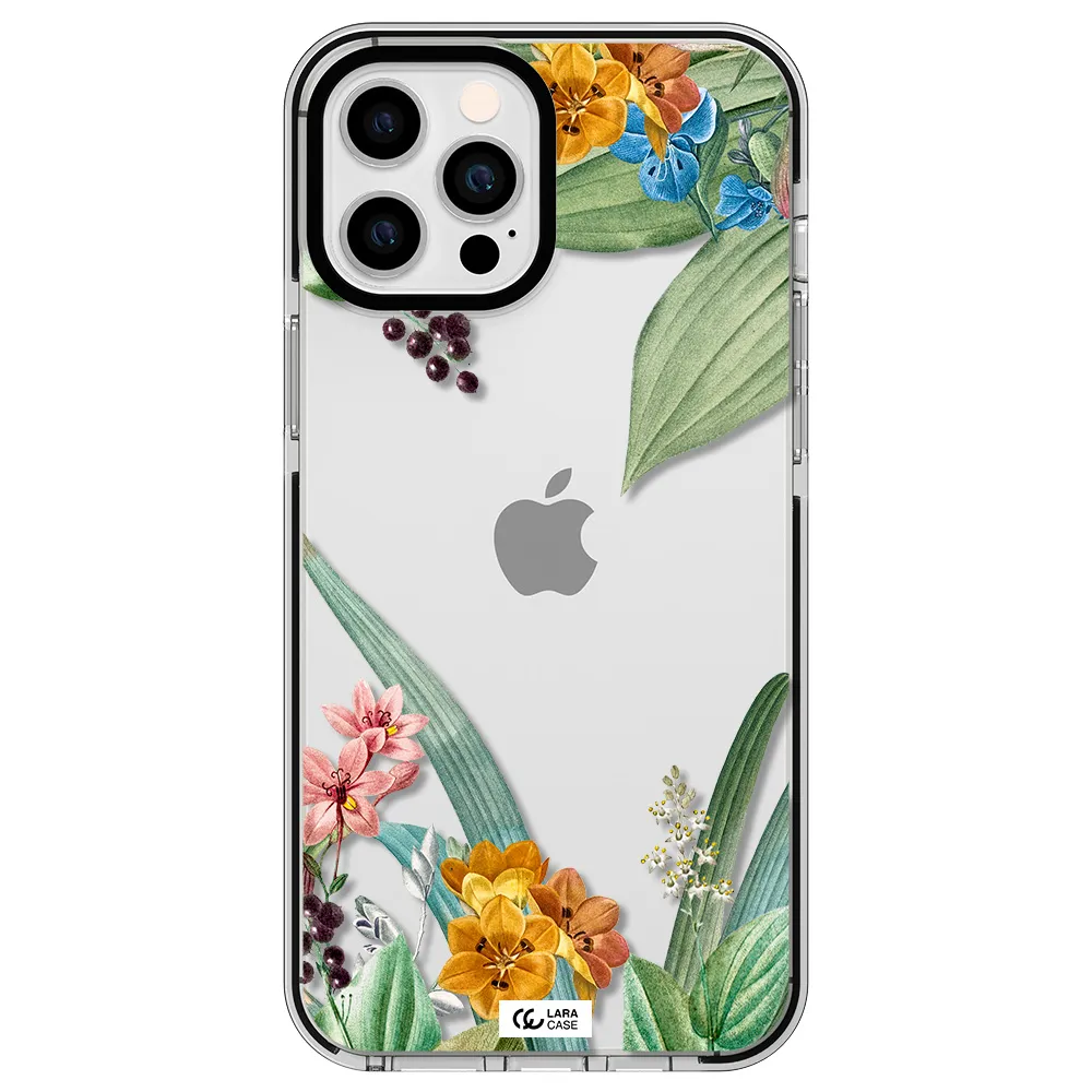Summer Flower Vector Apple iPhone 12 pro max impact black border Case