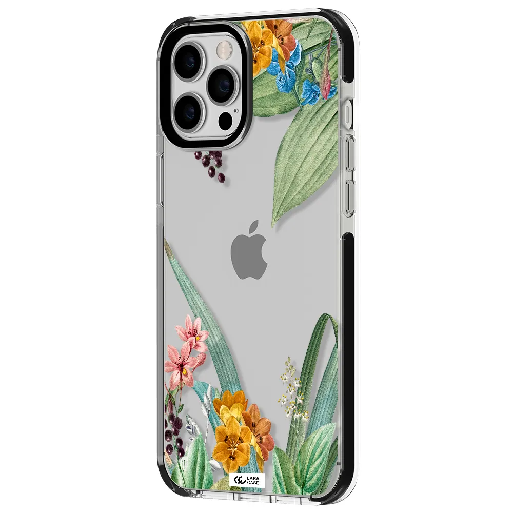 Summer Flower Vector Apple iPhone 12 pro max impact black border Case