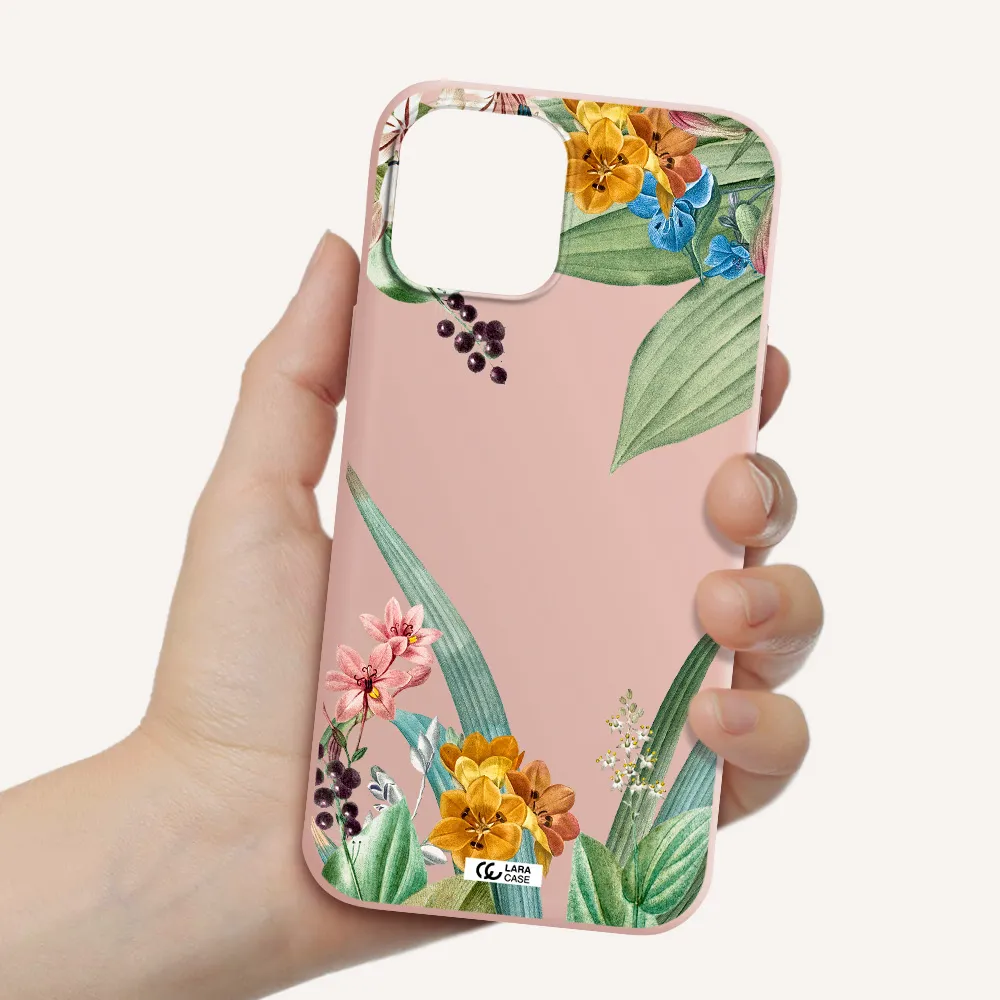 Summer Flower Vector Apple iPhone 12 pro max Silicone pastel pink Case